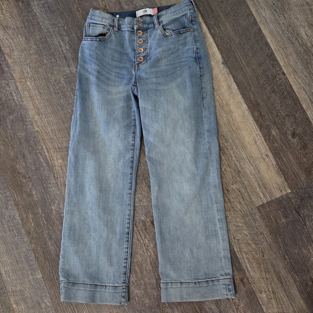 Cabi Jeans Size 2 Palm Beach Crop Denim Button Fly Straight Leg